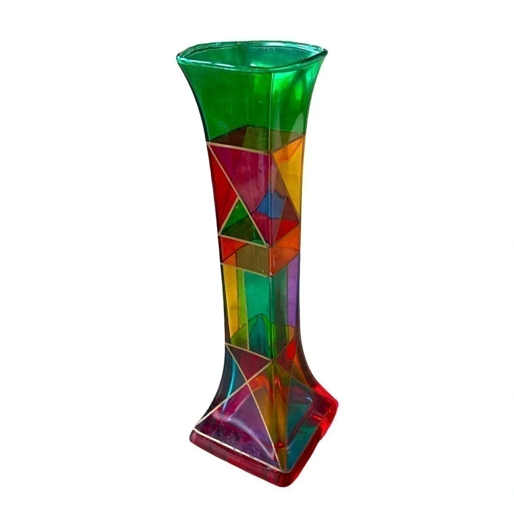 CC Zecchin Venezia Multicolor Crystal Art Glass Vase Made in Italy